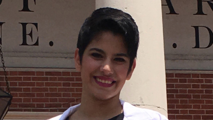 Woman with short black hair