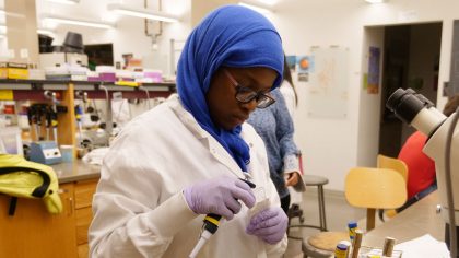 Student pipetting
