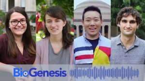 Headshots of 2 women and 2 men with the word "BioGenesis""